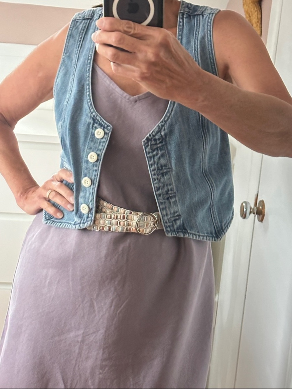 Garnet Hill Linen Lavender-Mauve Slip Midi Dress, purple linen summer dress - Picture 10 of 14
